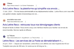 Exemples de publireportages achetés par Lettre-reco.com.
