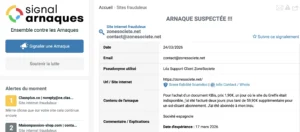 Extrait du site Signal Arnaque.