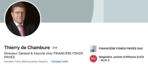Profil Linkedin public de Thierry de Chambure.