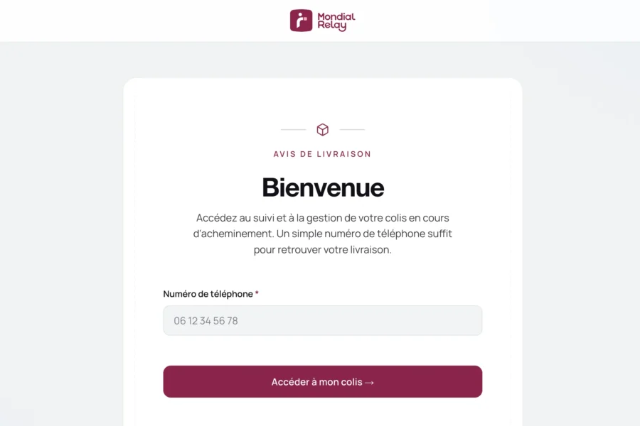 Interface d'une page de connexion nécessitant un numéro de téléphone et un code de vérification par SMS.