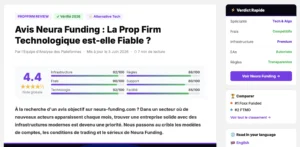 Capture d'écran du titre et des notes d'analyse de l'avis sur Neura Funding.