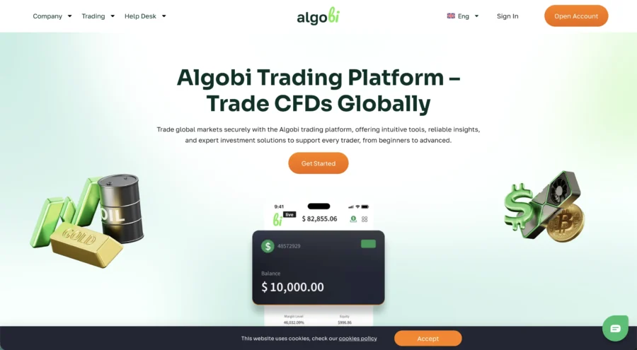 Page web de la plateforme Algobi proposant des contrats différé en toute sécurité.