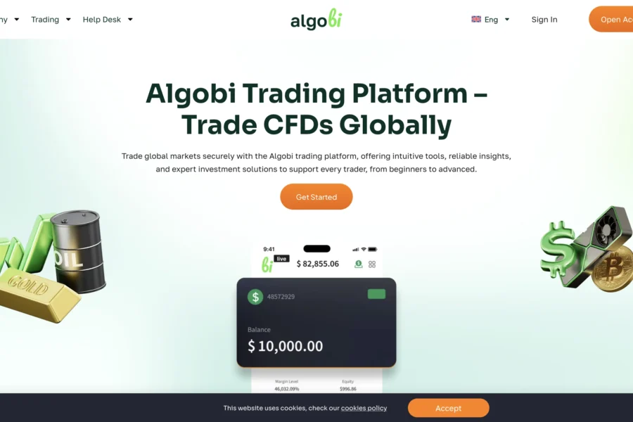 Page web de la plateforme Algobi proposant des contrats différé en toute sécurité.