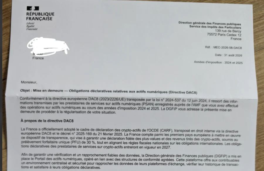 Crypto et impôts : attention à cette fausse mise en demeure DAC8 qui imite la DGFiP