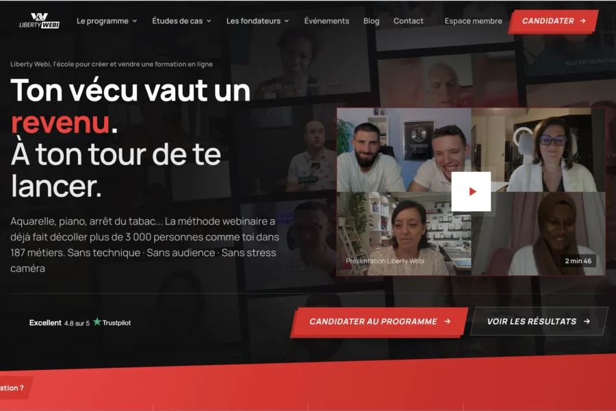 Page d'accueil de Proloq affichant une grille de vidéos et un message promettant un revenu.