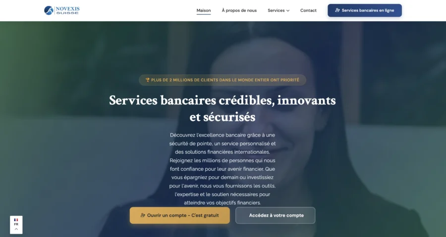 Interface web de la CNP Assurances mettant en avant des services bancaires sécurisés et innovants.