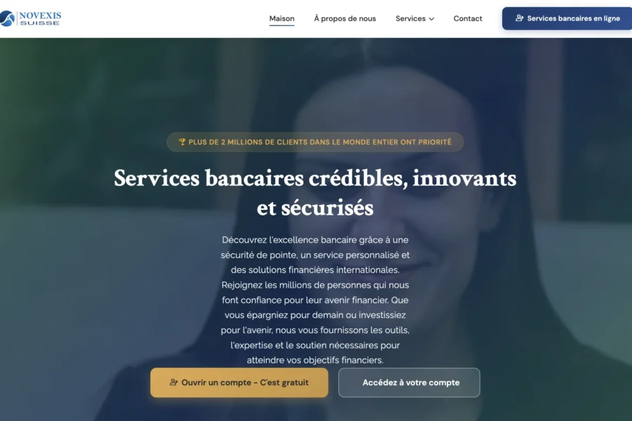 Interface web de la CNP Assurances mettant en avant des services bancaires sécurisés et innovants.