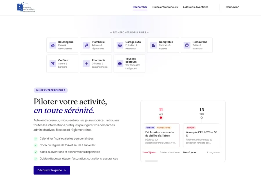 Page de logiciel de gestion avec une phrase sur la sérénité.