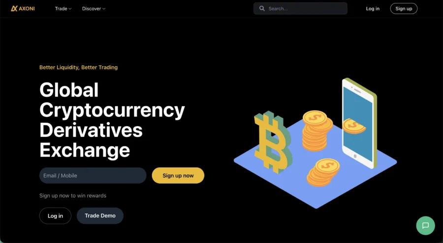 Page d'accueil de Bitget proposant l'échange de dérivés de cryptomonnaies.