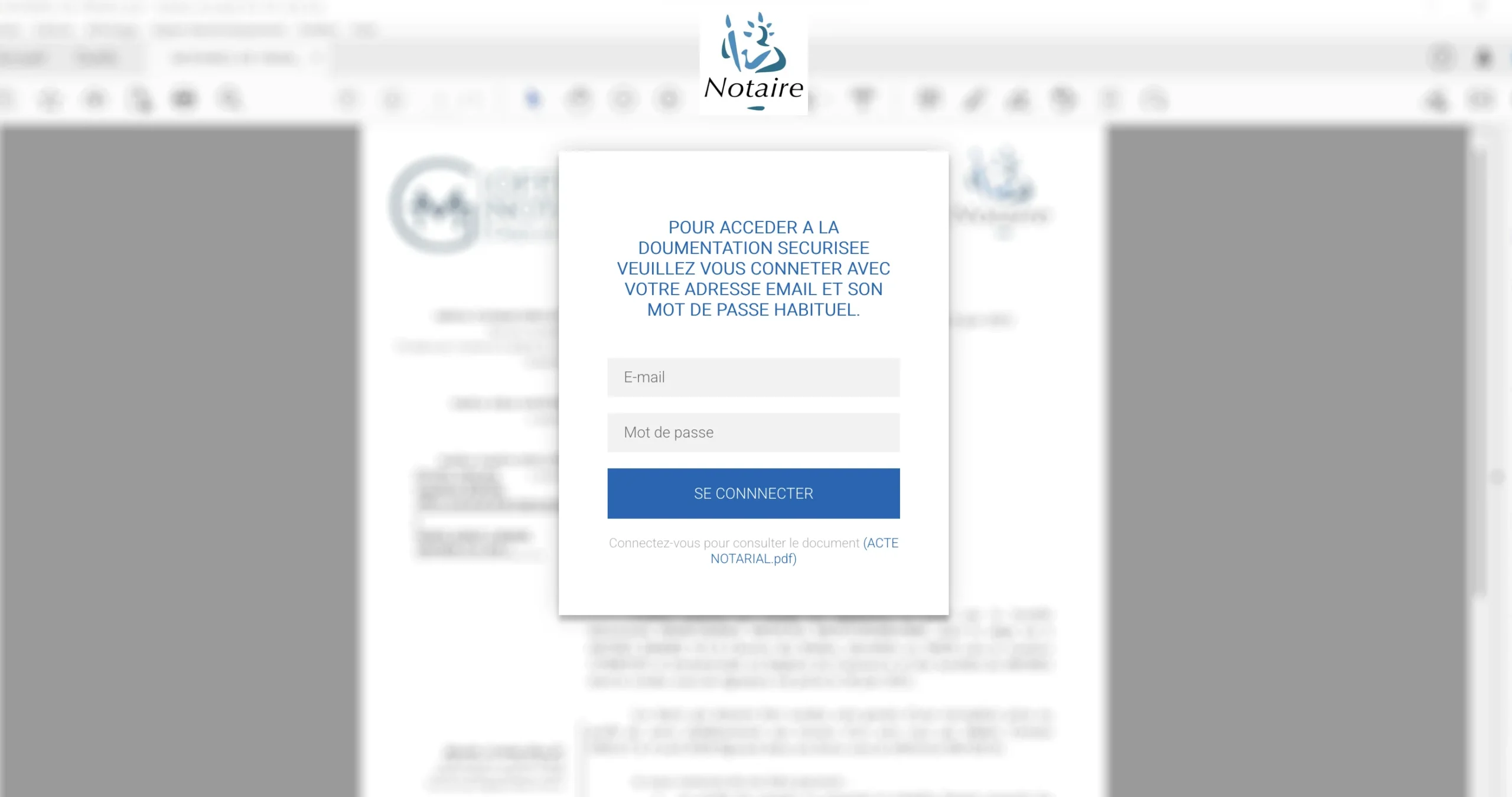 Page web du site Notalife affichant une pop-up de confirmation avec un bouton bleu envoyé.
