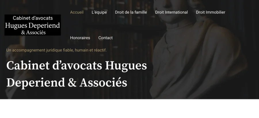 Page d'accueil du cabinet d'avocats Hugues Deperieud & Associés.