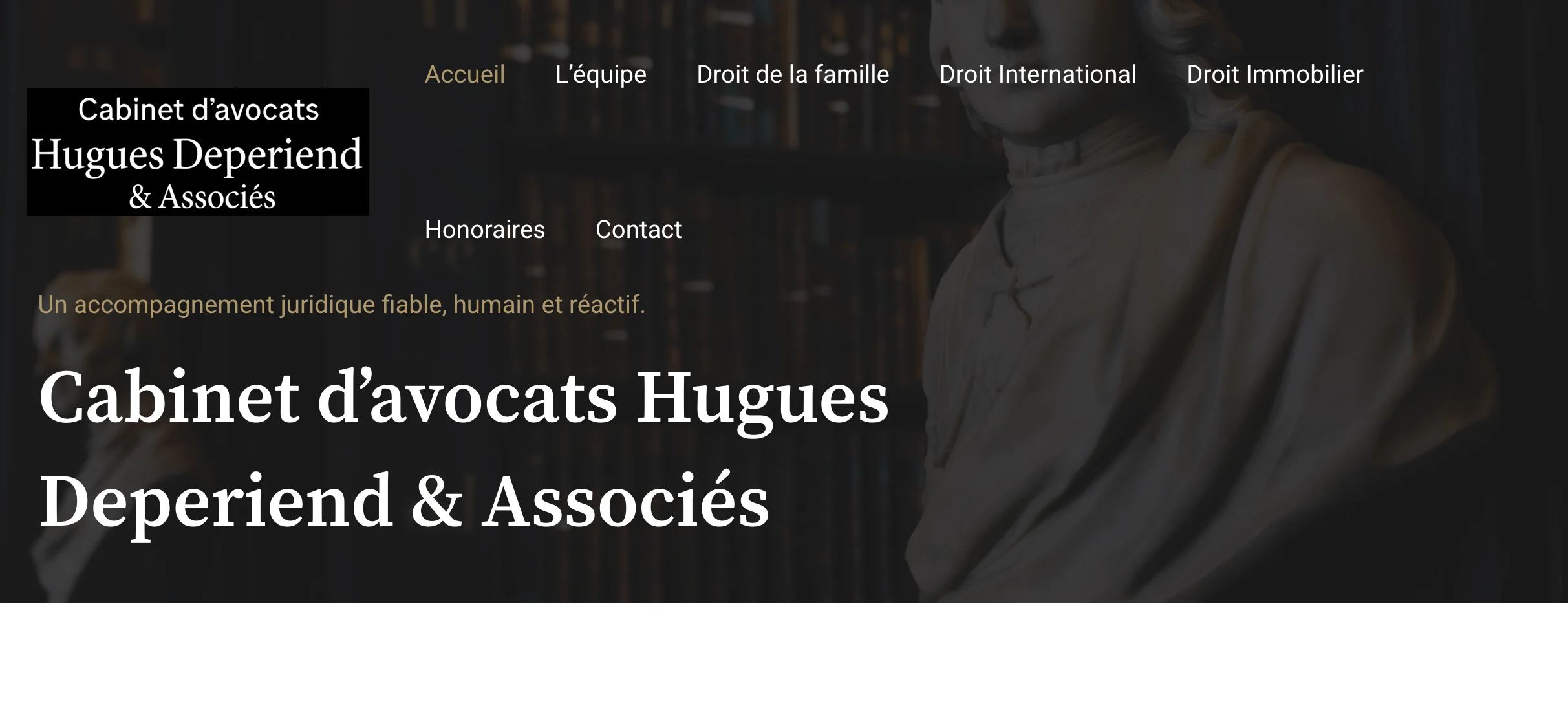 Page d'accueil du cabinet d'avocats Hugues Deperieud & Associés.