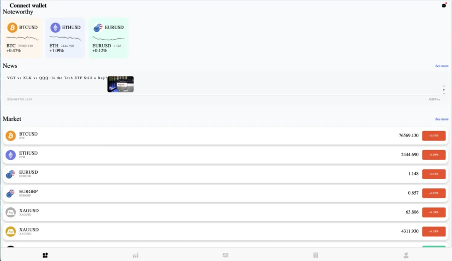 Capture d'écran d'une plateforme de trading affichant les cours de différentes paires de devises et des boutons d'action sur un fond blanc.