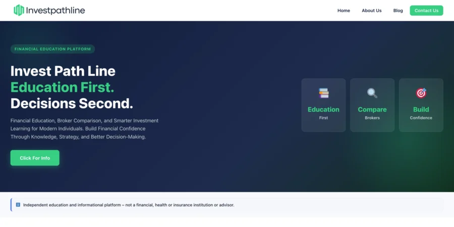 Capture d'écran de la page Invest Path Line affichant le slogan Education First Decisions Second