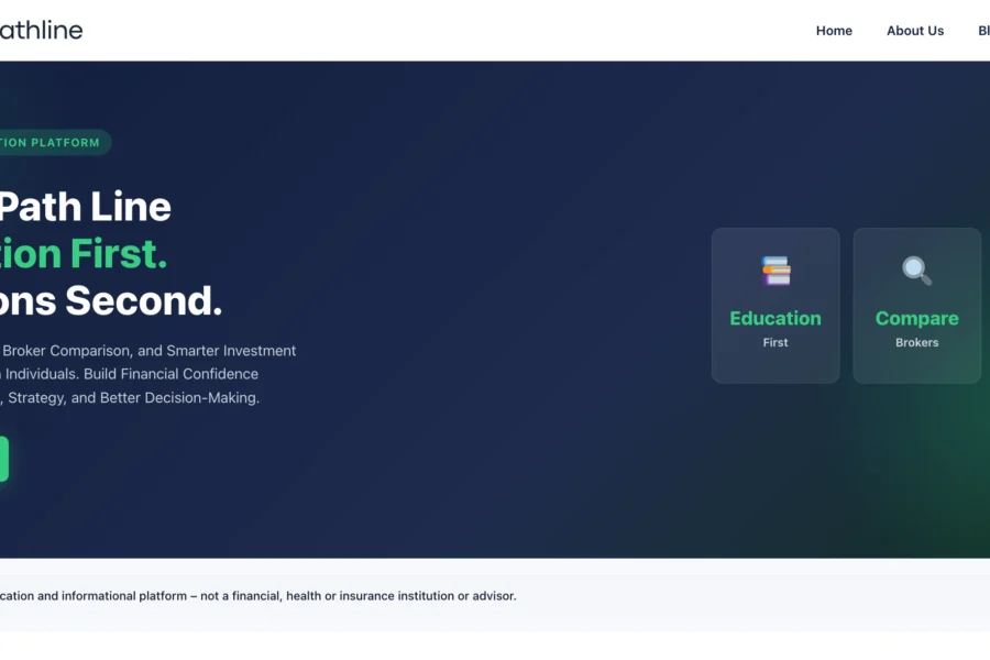 Capture d'écran de la page Invest Path Line affichant le slogan Education First Decisions Second