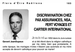 Portrait de Gerard JeanDupeux sur la page 183 du livre Fiers d’Être Raéliens.