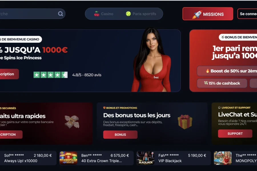Capture d'écran du site web Lucky Beef affichant des offres promotionnelles et bonus.