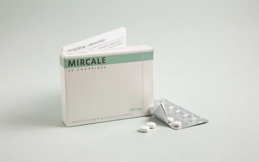 Emballage du produit Mircale avec blister de comprimés et boîte d'origine.