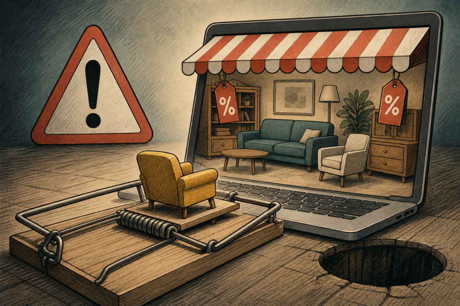 Meubledestockage.com : Site de vente de meubles signalé comme douteux