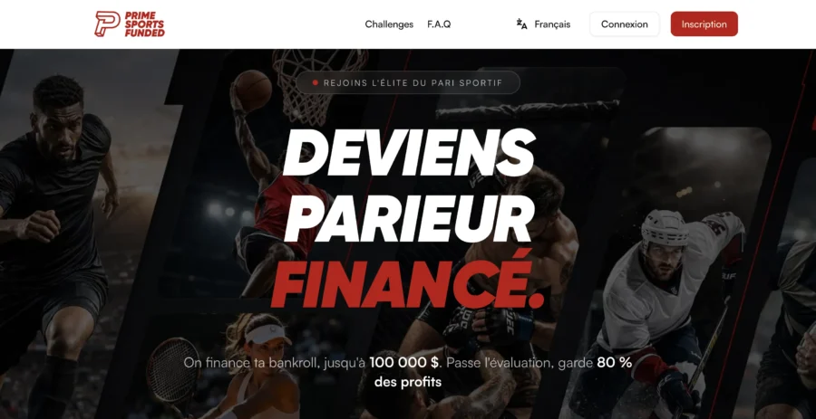 Bannière publicitaire pour un service de paris financiers spécifiquement adapté aux activités sportives.