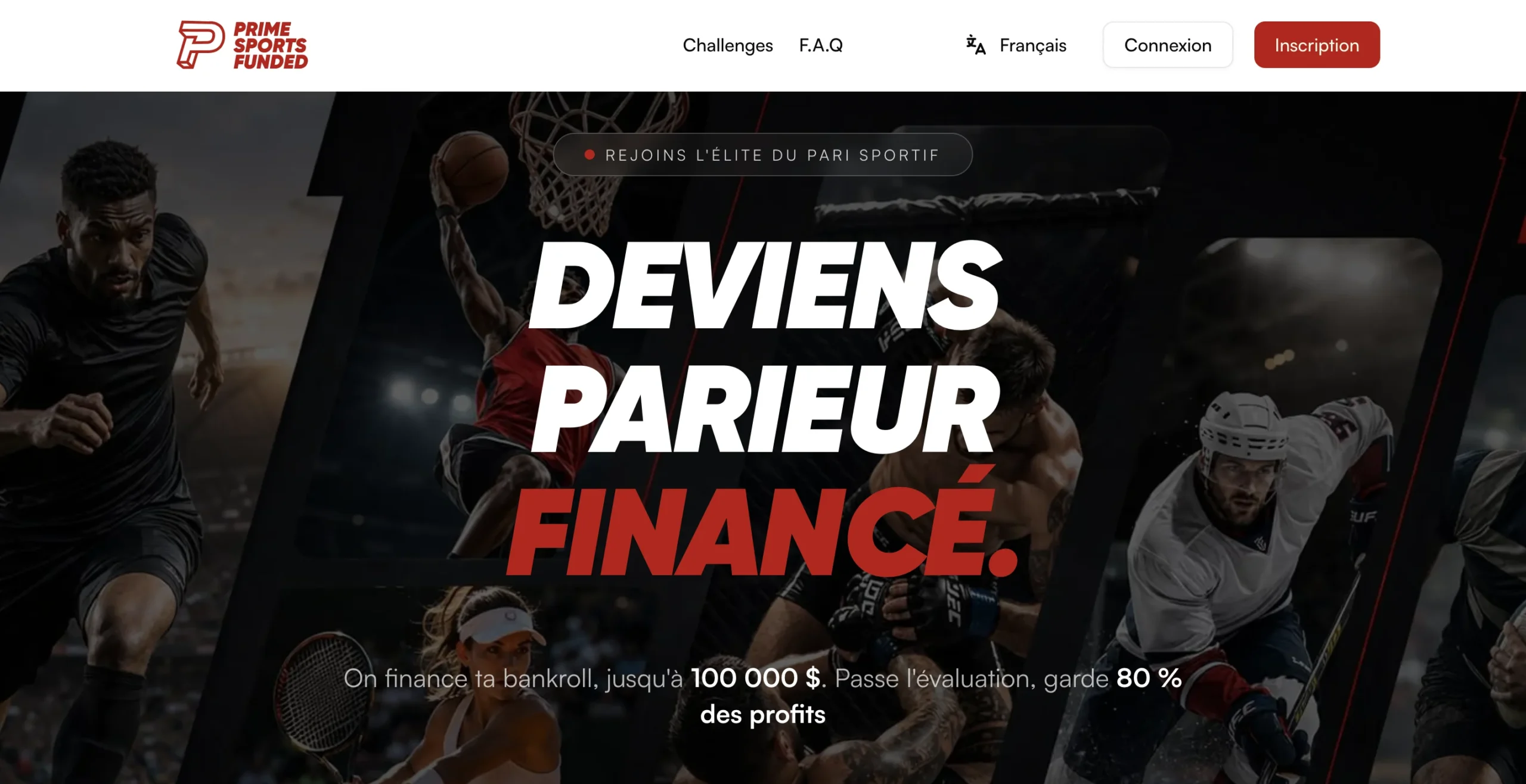 Bannière publicitaire pour un service de paris financiers spécifiquement adapté aux activités sportives.