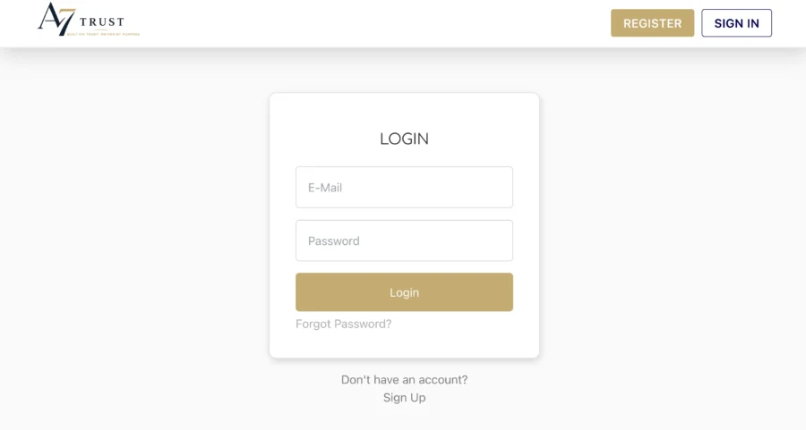 Formulaire d'identification avec logo du site Av Trust visible en haut à gauche