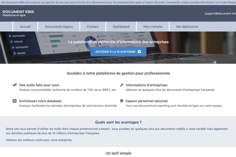 Page d'accueil du site Document Visio présentant une plateforme de gestion documentaire en ligne.