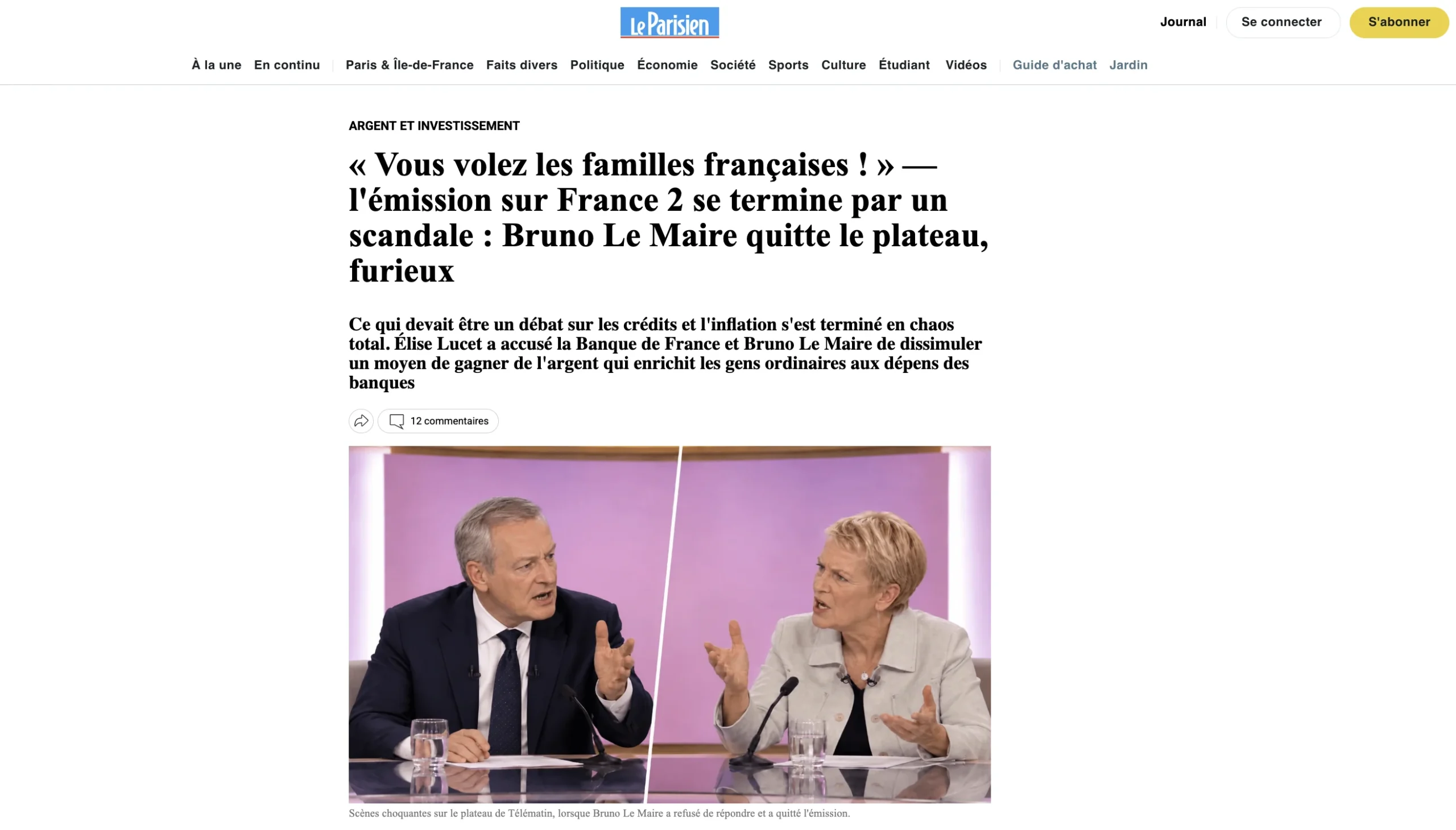 Photo d'un homme et d'une femme en discussion lors d'une émission de télévision.